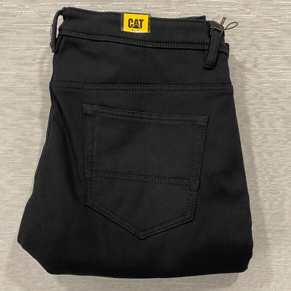CAT Caterpillar Work Pants Mens 38 x 30 Black Canvas Fleece Lined Insulated - Picture 4 of 11